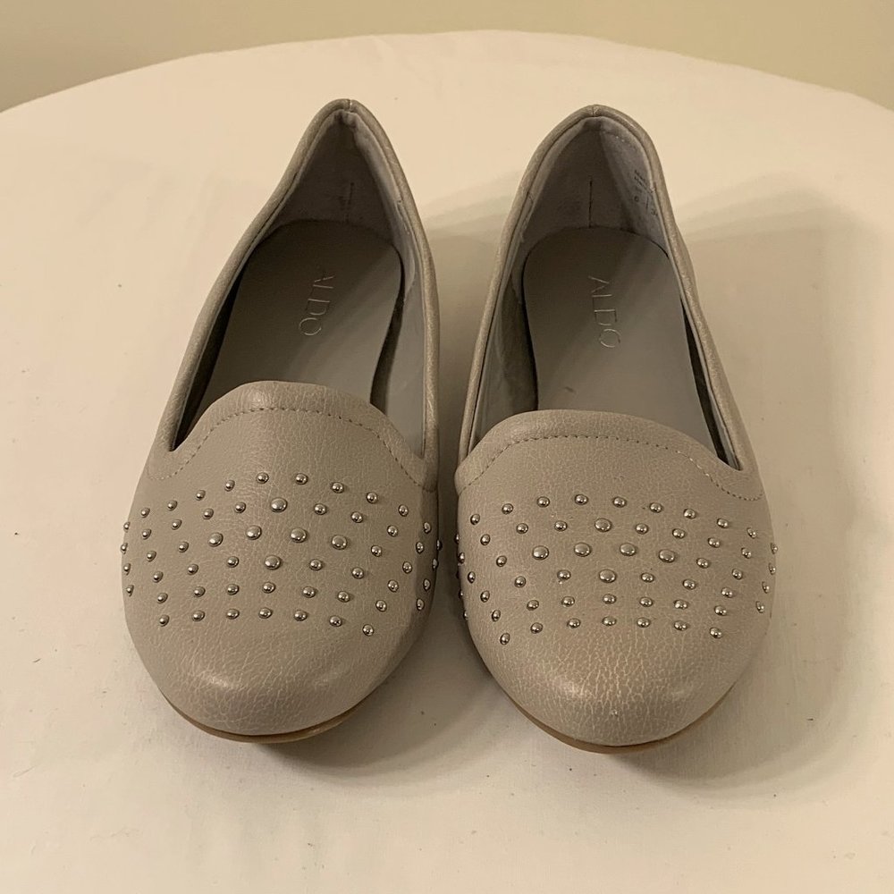 Aldo Shoes Gray  Loafers flats with silver studs Size 6 Preowned, Good condition